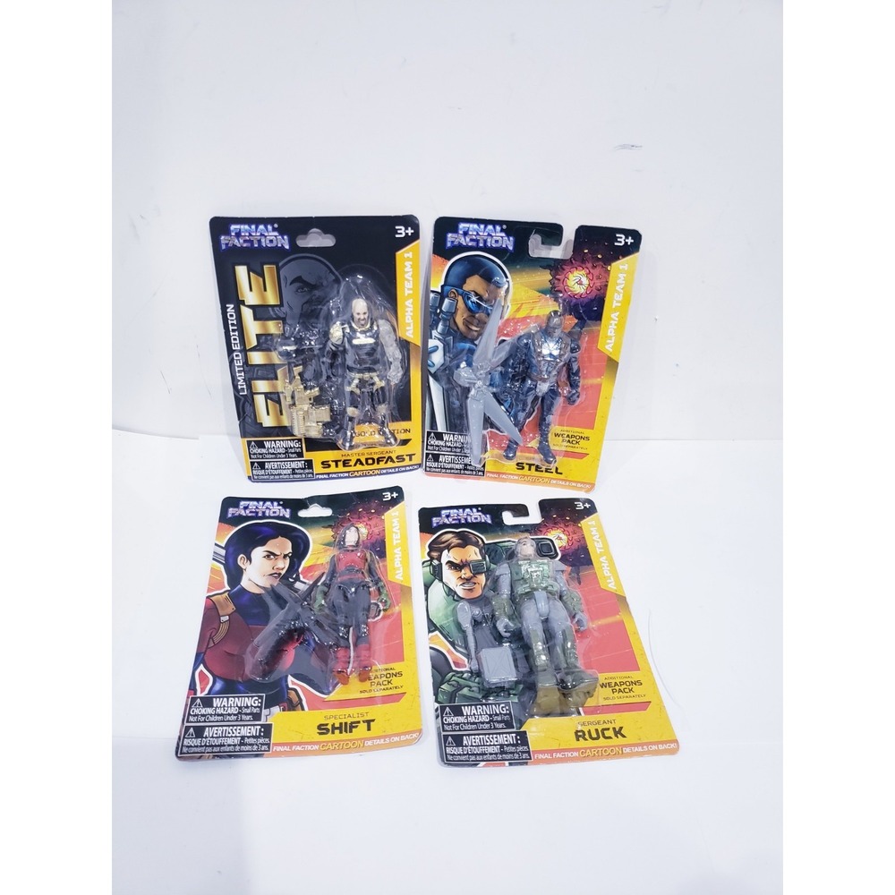 Lot of 4 Final Faction Alpha Team  Action Figures Ruck Steel Shift SteadFast